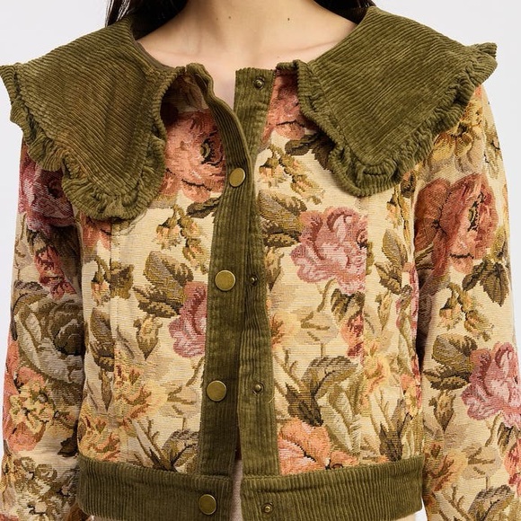 Vintage Style Jacquie The Label Floral Corduroy Women's Jacket - Picture 4 of 15